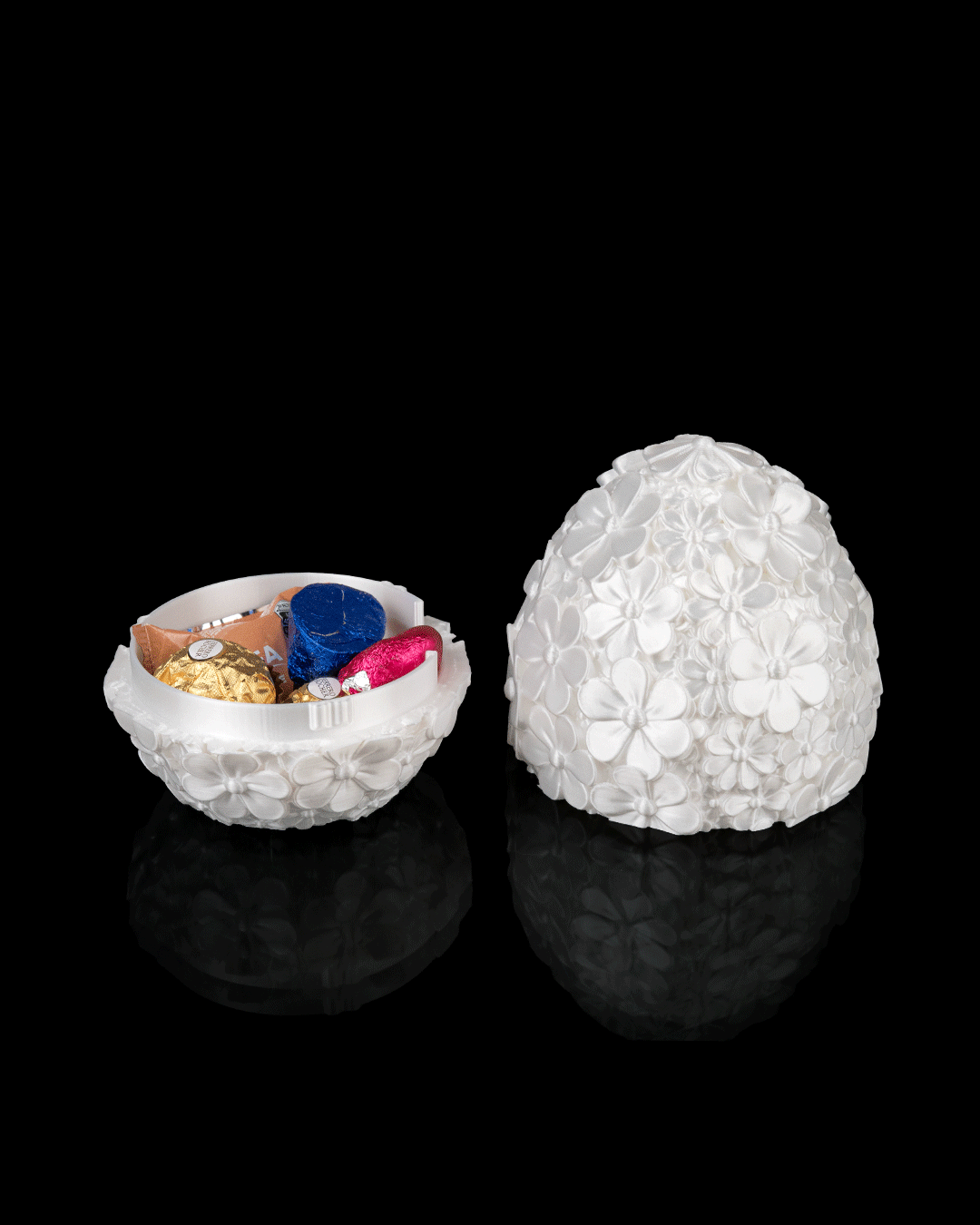 Daisy Bloom - Container Elegant în Formă de Ou cu Flori 3D