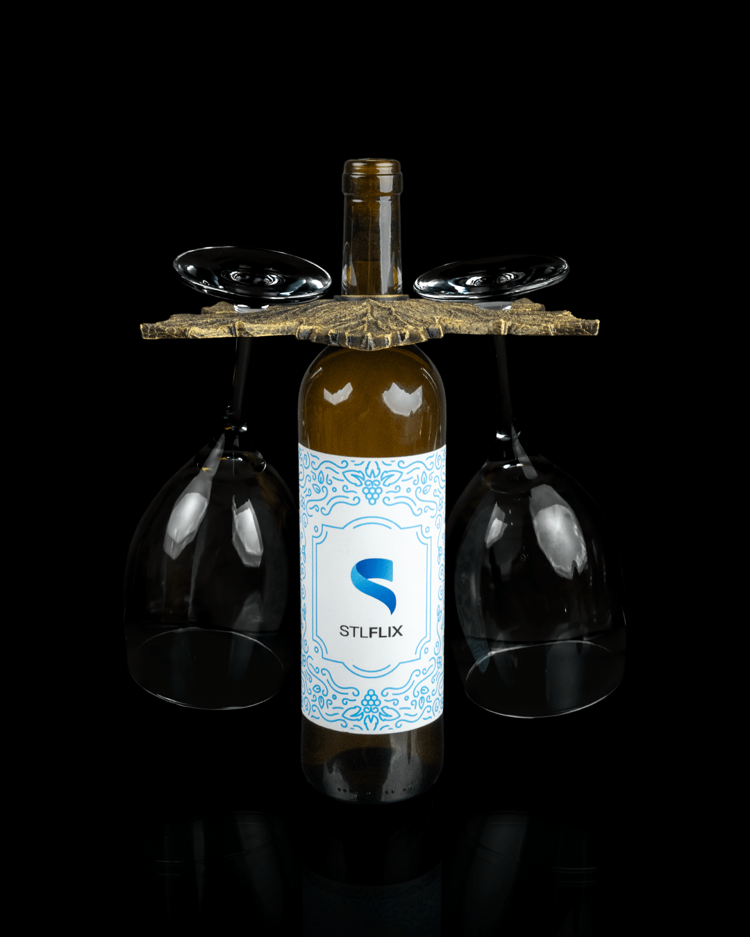Suport de Vin + Pahare de Vin "Frunză de Viță-de-vie"