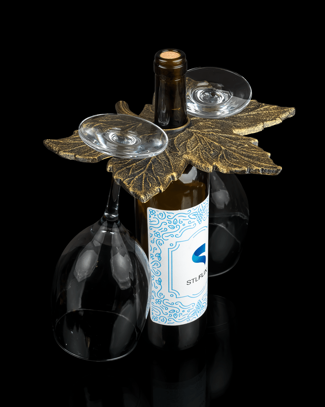 Suport de Vin + Pahare de Vin "Frunză de Viță-de-vie"