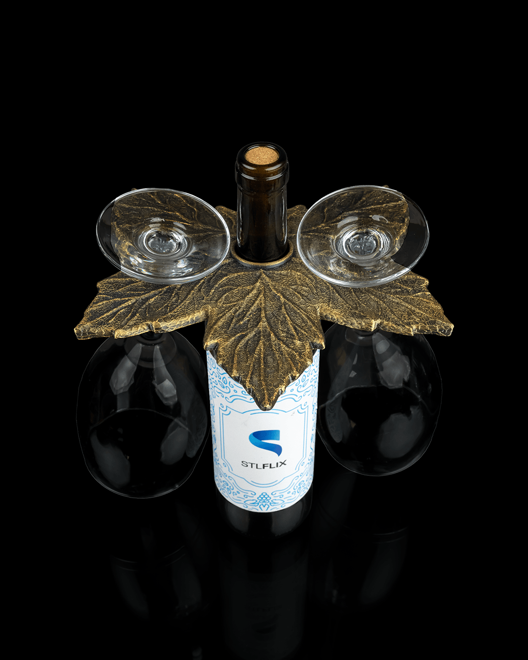 Suport de Vin + Pahare de Vin "Frunză de Viță-de-vie"