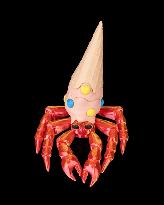 Crab în Cornet de Înghețată - Figurină Articulată