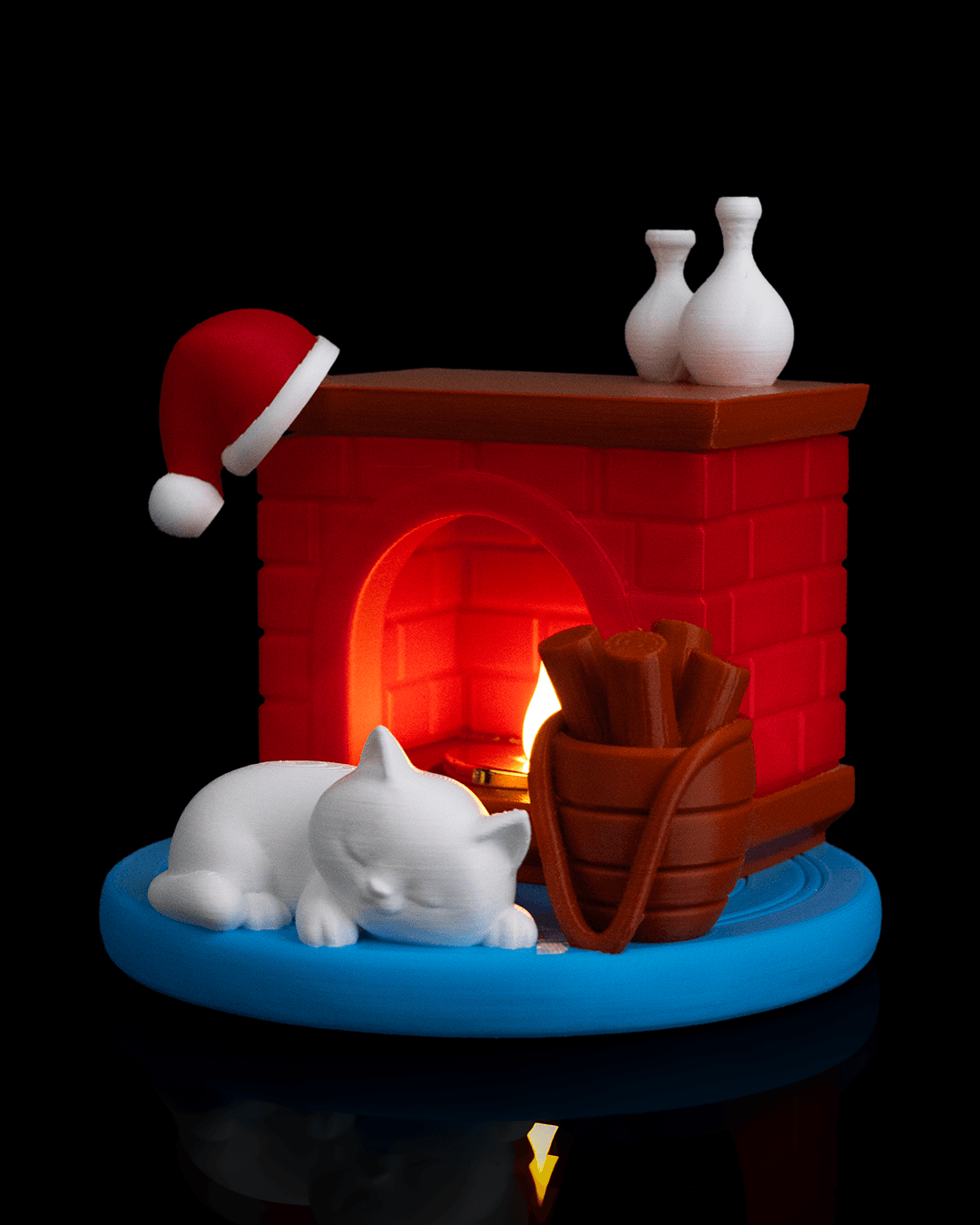 Kitty Night Night - Lampă de Veghe cu Șemineu și Pisicuță Adormită