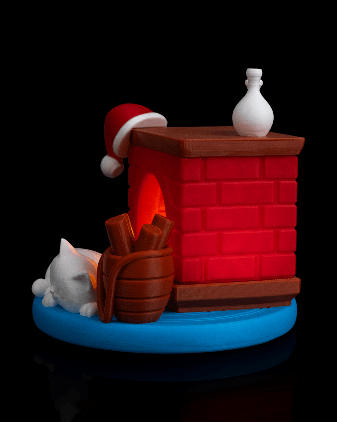 Kitty Night Night - Lampă de Veghe cu Șemineu și Pisicuță Adormită