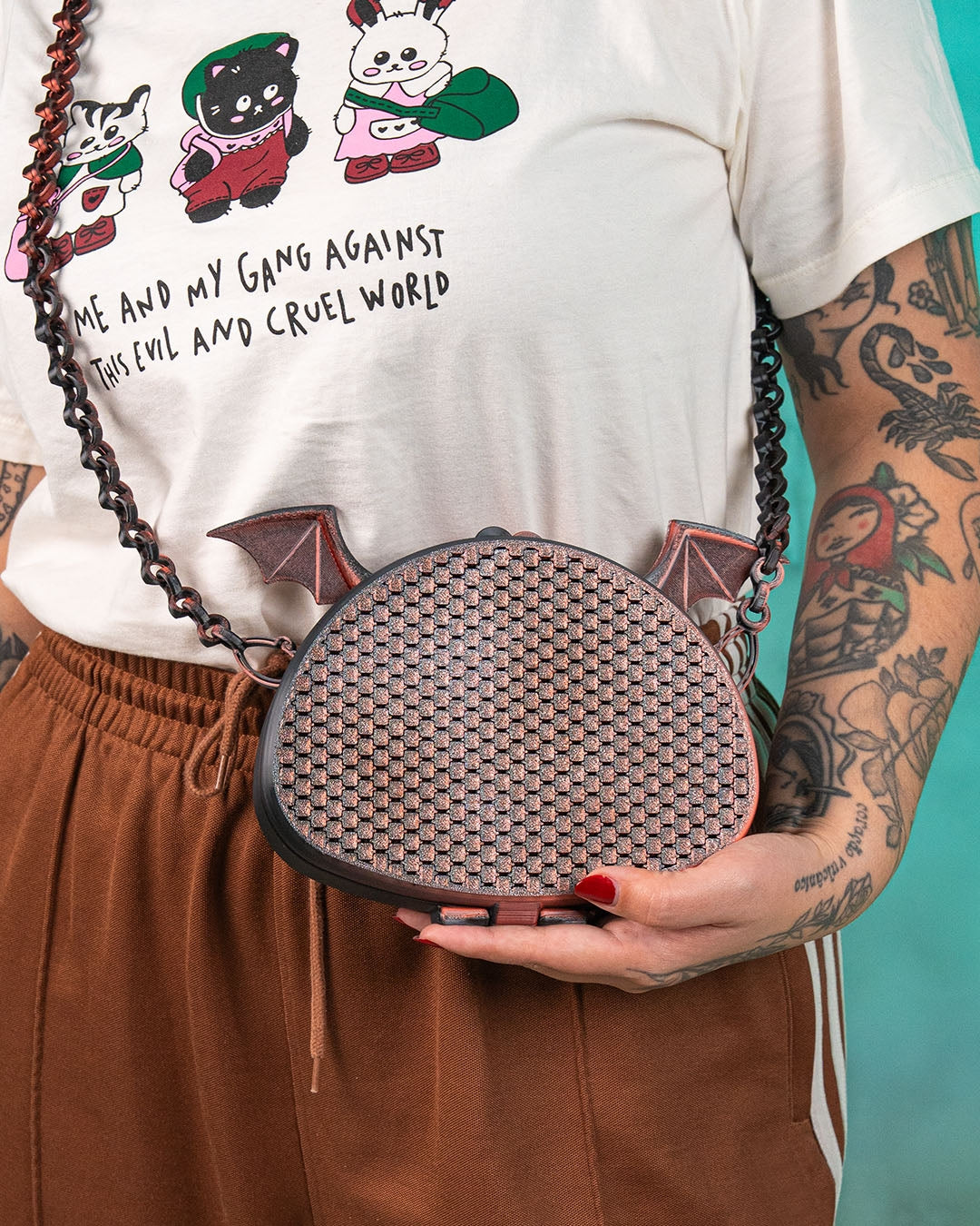 Poșetă "Wing it" cu Aripi de Liliac - Accesoriu Gotic Imprimat 3D